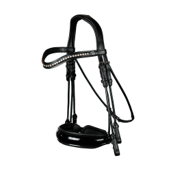 Bride Dy'on Muserolle Large Vernie collection dressage cuir rond Noir Bride Dy'on Muserolle Large Vernie collection dressage cuir rond Noir