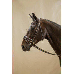 Bridon Working by Dy'on Muserolle Combinée Large Vernie Doublure Blanche Brun Marron