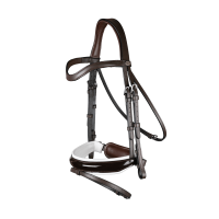 Bridon Working by Dy'on Muserolle Combinée Large Vernie Doublure Blanche Brun Marron