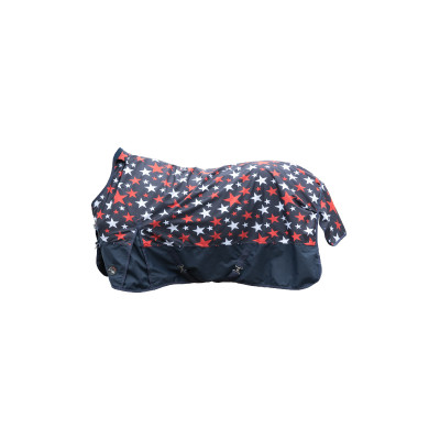 Couverture highneck HKM Norwich 600D doublée polaire Bleu motif étoiles