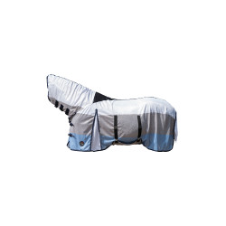 Couverture anti-mouches Strong avec collier HKM Bleu / blanc / gris