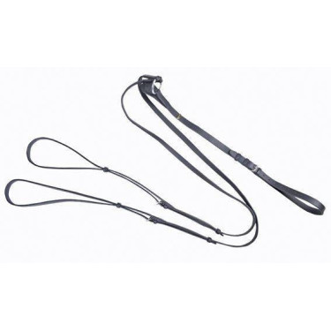 Rênes allemandes HKM avec boucles en inox Noir Rênes allemandes HKM avec boucles en inox Noir