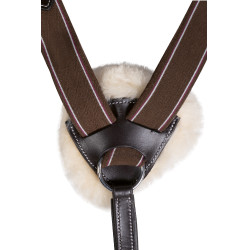 Collier de chasse cinq points doublé mouton HKM Marron Collier de chasse cinq points doublé mouton HKM Marron
