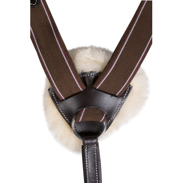 Collier de chasse cinq points doublé mouton HKM Collier de chasse cinq points doublé mouton HKM