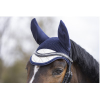 Bonnet anti-mouches Golden Queen Style HKM Bleu foncé / doré Bonnet anti-mouches Golden Queen Style HKM Bleu foncé / doré
