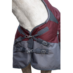 Couverture highneck HKM Yukon 600D doublure lisse Rouge foncé / gris