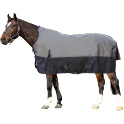 Couverture highneck HKM Edmonton 1680D 300g Gris / noir Couverture highneck HKM Edmonton 1680D 300g Gris / noir