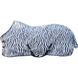 Couverture anti-mouches Zebra avec sangles crois HKM Blanc / noir