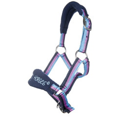 Licol Funny Horses HKM Bleu foncé, bleu, rose foncé Multi-couleurs Licol Funny Horses HKM Bleu foncé, bleu, rose foncé Multi-couleurs