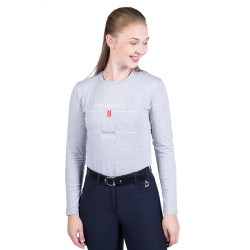 Polo à manches longues Equine Sports Style HKM Gris chiné Polo à manches longues Equine Sports Style HKM Gris chiné