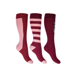Chaussettes pour enfants  Grenada HKM lot de 3 Rose / lie de vin