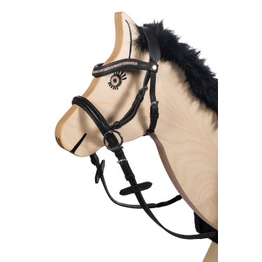Bridon sans mors Funny Horses, pour les chevaux en bois HKM Noir / fuchsia