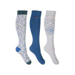 Chaussettes Florida HKM lot de 3 Gris / bleu foncé