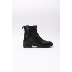 Boots cuir Rose fermeture éclair devant Horze Noir Boots cuir Rose fermeture éclair devant Horze Noir
