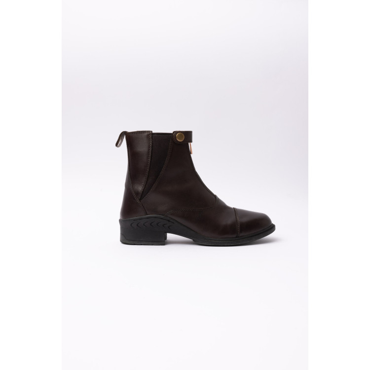 Boots cuir Rose fermeture éclair devant Horze Boots cuir Rose fermeture éclair devant Horze