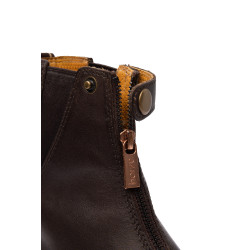 Boots cuir Rose fermeture éclair devant Horze Marron foncé
