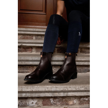Boots cuir Rose fermeture éclair devant Horze Boots cuir Rose fermeture éclair devant Horze