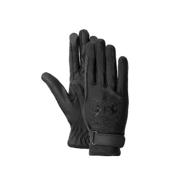 Gants d'équitation B Vertigo Laia femme avec logo imprimé Noir