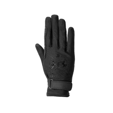 Gants d'équitation B Vertigo Laia femme avec logo imprimé Noir