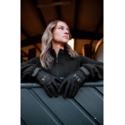 Gants d'équitation B Vertigo Laia femme avec logo imprimé Noir