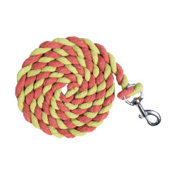 Longe HKM Cotton avec mousqueton Vert pomme / néon corail Rose