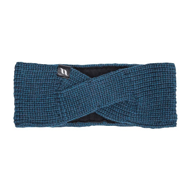 Bandeau Back on Track Nora en laine torsadée Bleu pétrole
