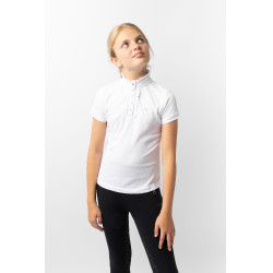 Polo de concours manches courtes à volants Christel enfant Horze Blanc Polo de concours manches courtes à volants Christel enfant Horze Blanc