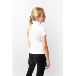 Polo de concours manches courtes à volants Christel enfant Horze Blanc Polo de concours manches courtes à volants Christel enfant Horze Blanc