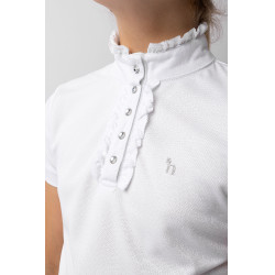 Polo de concours manches courtes à volants Christel enfant Horze Blanc Polo de concours manches courtes à volants Christel enfant Horze Blanc