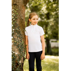 Polo de concours manches courtes à volants Christel enfant Horze Blanc Polo de concours manches courtes à volants Christel enfant Horze Blanc