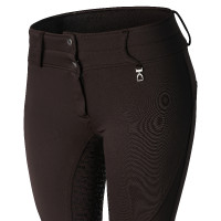 Pantalon d'équitation thermique full grip Horze Rhea enfant poches arrière Marron foncé