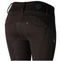 Pantalon d'équitation thermique full grip Horze Rhea enfant poches arrière Faucon brun Marron