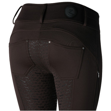 Pantalon d'équitation thermique full grip Horze Rhea enfant poches arrière Marron foncé Pantalon d'équitation thermique full grip Horze Rhea enfant poches arrière Marron foncé