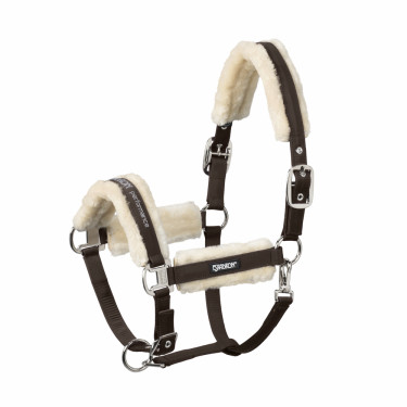 Licol Eskadron fausse fourrure Double pin Marron foncé