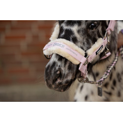 Licol Eskadron fausse fourrure Double pin Rose poudré