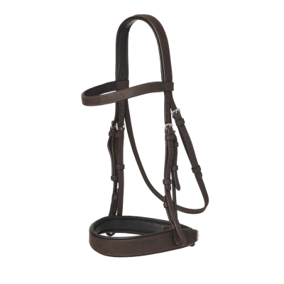 Bridon plat Hunter LeMieux avec rênes à lacets Havane / argent