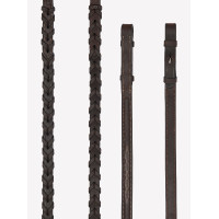 Rênes à lacets Hunter LeMieux avec coutures Havane / argent