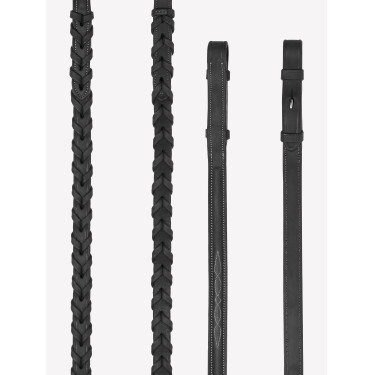 Rênes à lacets Hunter LeMieux avec coutures Noir / argent