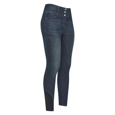 Pantalon d'équitation HV Polo Elena denim FullGrip femme Bleu foncé denim