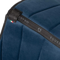 Tapis de selle obstacle en velours et tissu technique Equestro Marine / noir Bleu