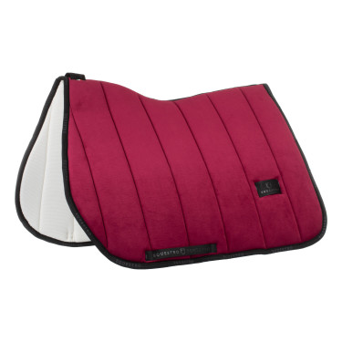 Tapis de selle obstacle en velours et tissu technique Equestro Vin / noir