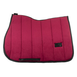 Tapis de selle obstacle en velours et tissu technique Equestro Vin / noir Rouge