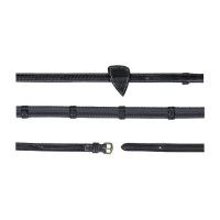 Rênes caoutchouc 1/2" avec 7 arrêtoirs et finition tressé D Collection Dy'on Noir Rênes caoutchouc 1/2" avec 7 arrêtoirs et finition tressé D Collection Dy'on Noir