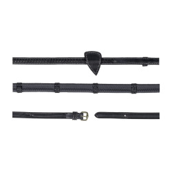 Rênes caoutchouc 1/2" avec 7 arrêtoirs et finition tressé D Collection Dy'on Noir Rênes caoutchouc 1/2" avec 7 arrêtoirs et finition tressé D Collection Dy'on Noir