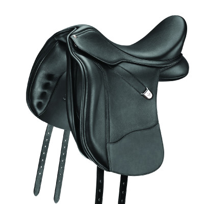 Selle dressage Bates Wide Plus cuir Luxe Noir