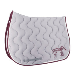 Tapis de selle Pénélope Classique Gris clair / inox / bordeaux Tapis de selle Pénélope Classique Gris clair / inox / bordeaux