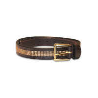 Ceinture cuir HFI Marron / swarovski or