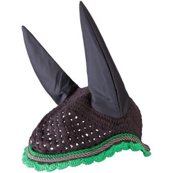 Bonnet anti-mouches Imperial Riding Italy de Luxe Gris / vert néon