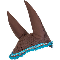 Bonnet anti-mouches Imperial Riding Italy de Luxe Marron foncé / sarcelle