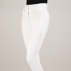 Pantalon d'équitation Euro-Star Aurelia Competition Grip Connect Full Blanc / rose gold